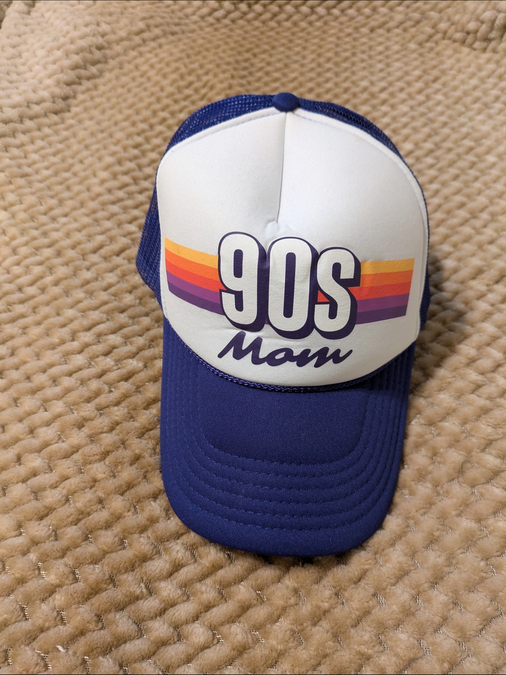 90s Mom Kids Trucker Hat - Blue and White